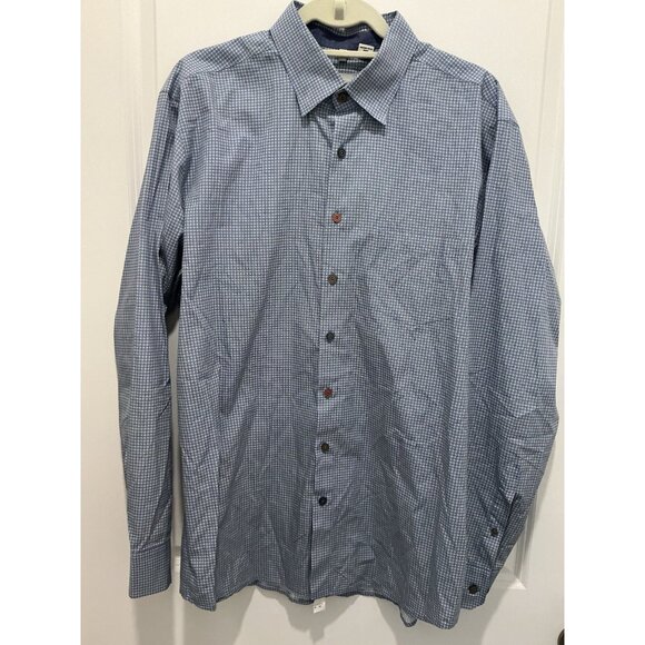 Haupt Shirt Button Up XL 43/44 17.5 Colored Buttons Long Sleeve Blue White Red - Picture 1 of 10